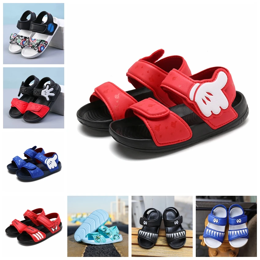 Fashion Baby Boy Sandals Summer Non-slip Beach Shoes Cartoon Shark Dolphin Spiderman Mickey Kid Girl Children Breathable Sandals