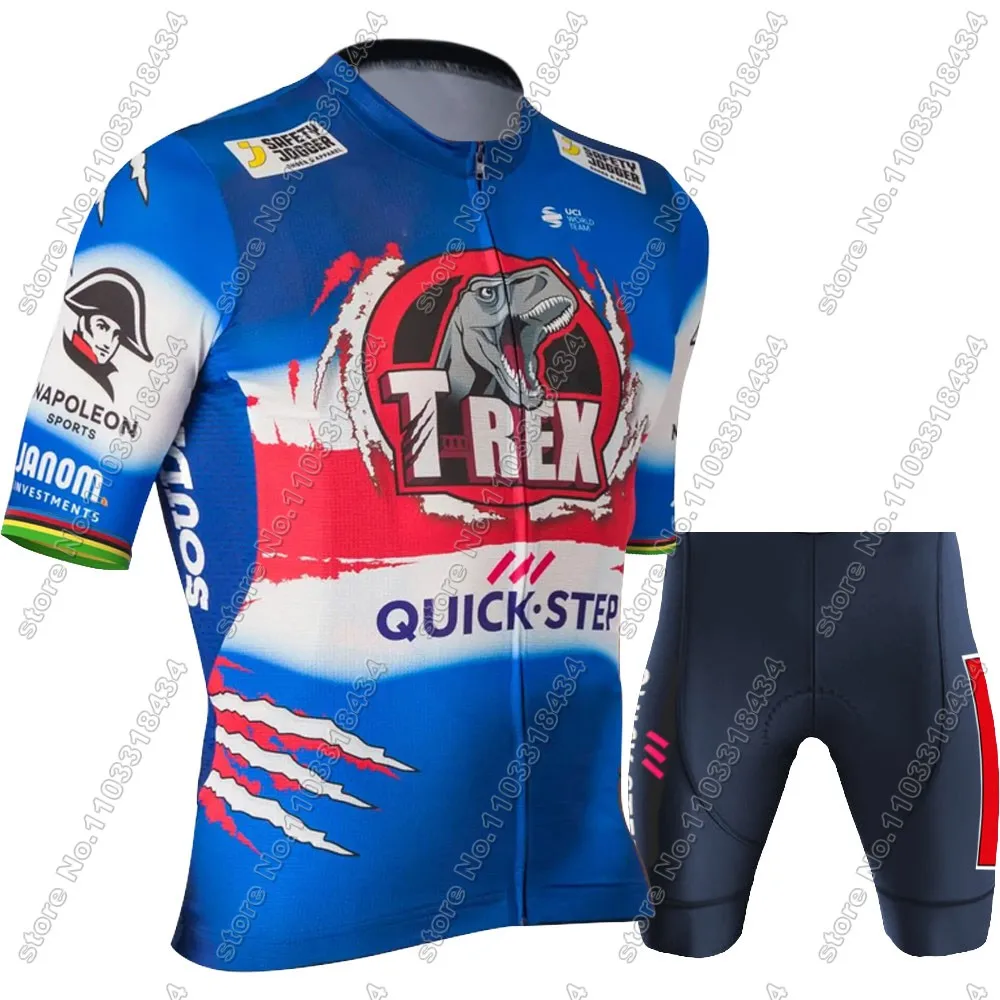 Soudal T-REX 2024 Quick Step Cycling Jersey Set Clothing Men Summer Road Bike Shirts Suit Bicycle Bib Shorts Maillot