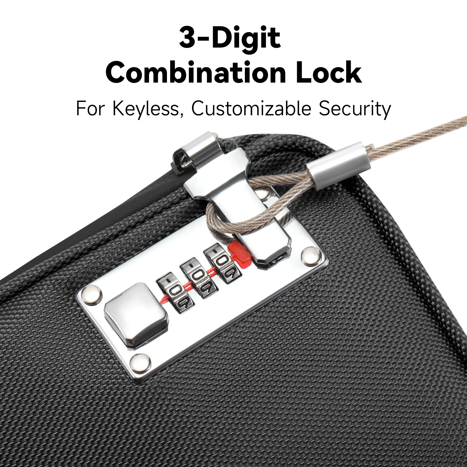 Lockable Beach Bag with Cable, Oxford Fabric, Travel Bag for Passport, Phone, Cash and Important Items