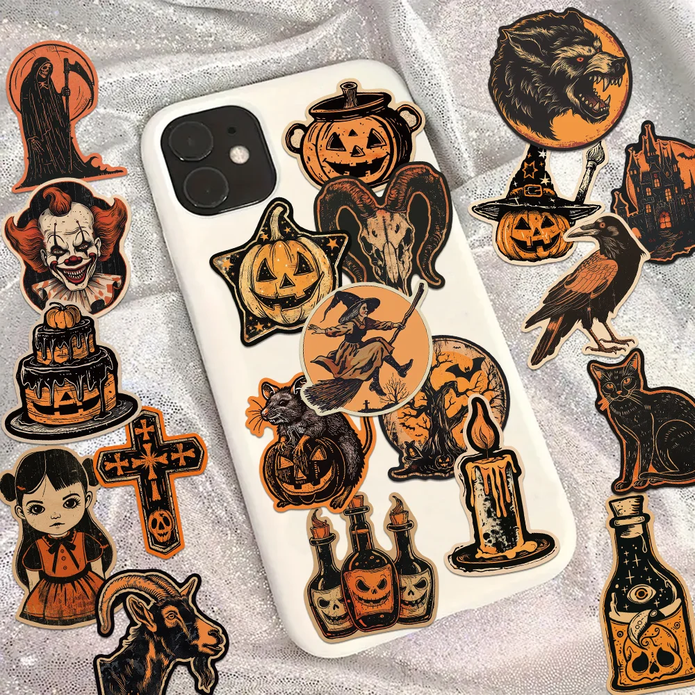 Imagem -04 - Retro Halloween Adesivos Decoração Laptop Laptop Skate Guitarra Capacete Corte de Papel Faça Você Mesmo Impermeável 50 Pcs