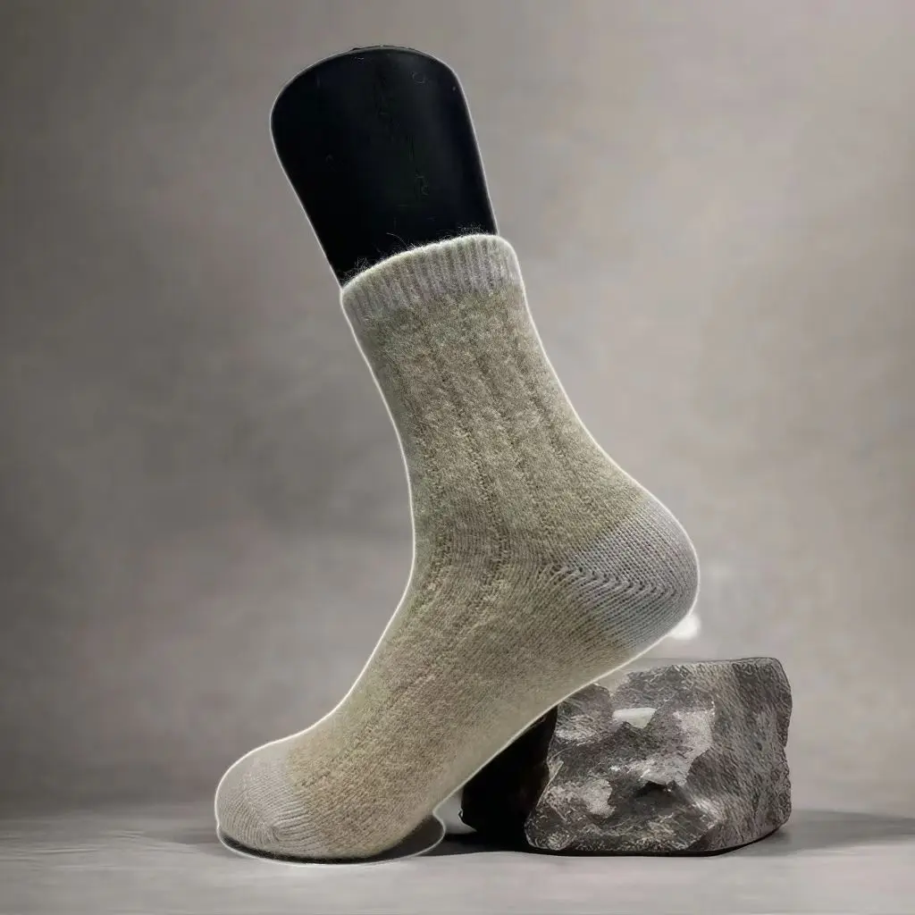 2025 new autumn and winter middle tube rabbit wool women's fashionable casual warm socks 6 pairs