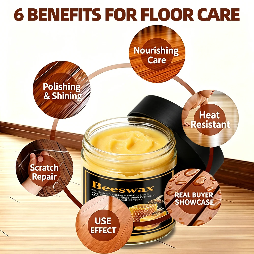 Wood Care Wax Solid Wood Furniture Polishing Seasoning Beeswax Polisher Waterproof Furniture Care Maintenance Beeswax