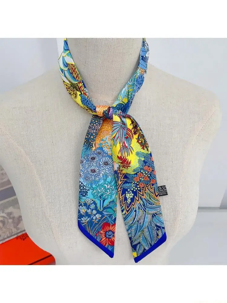 31BF Eye-catching Scarf for Women Silky Hair Accessory Bag Accent for Proms Choker Painterly Nightclub Neck Jewelry