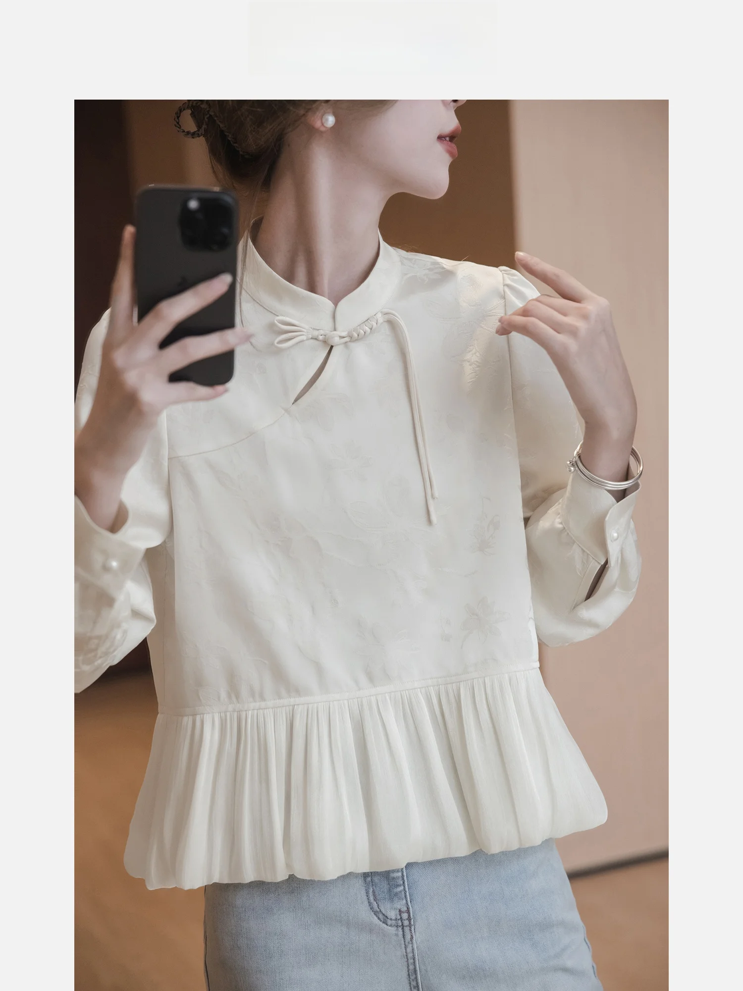 

Новая китайская рубашка с воротником-стойкой и длинными рукавами от Xiaoguli, двусторонняя, тканая, с длинными рукавами, укороченная, прямого кроя, из полиэстера.