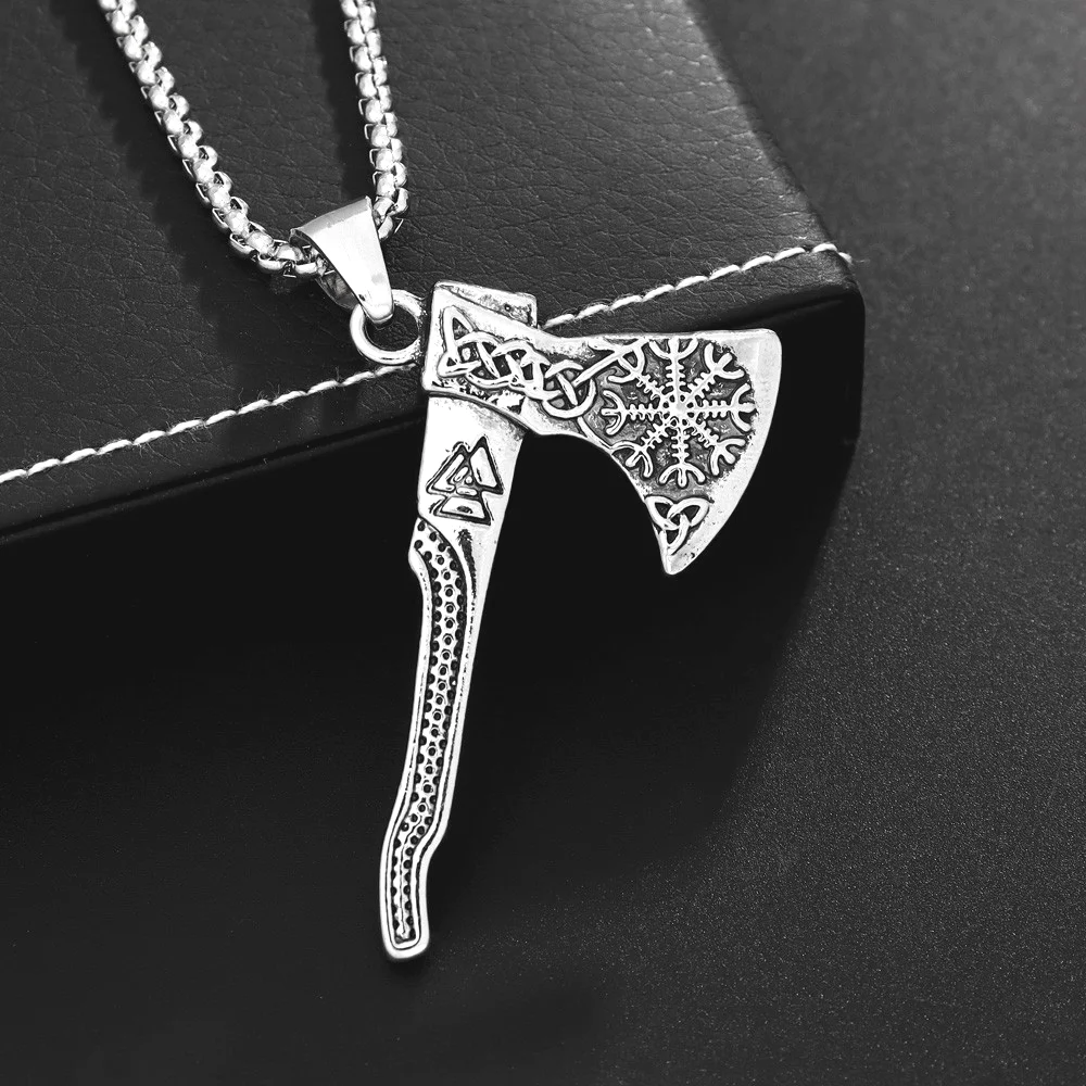 Trendy Nordic Rune Viking Battle Axe Pendant Necklace Charming Men's Necklace New Fashion Retro Jewelry Accessorie Festival Gift - view 4