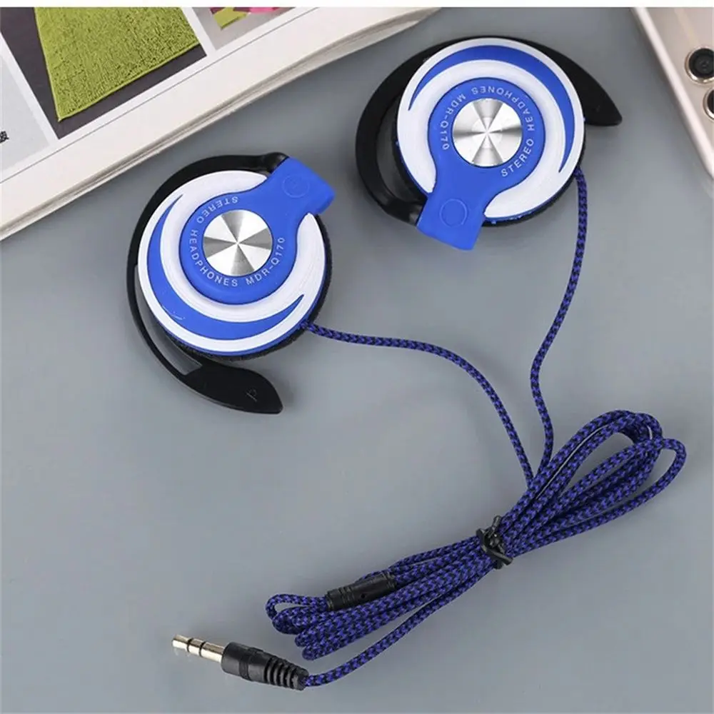 Auriculares deportivos portátiles para correr, FM y sobre la oreja, enchufe de 3,5mm para teléfonos/MP3/MP4, auriculares con cable, auriculares para colgar en la oreja