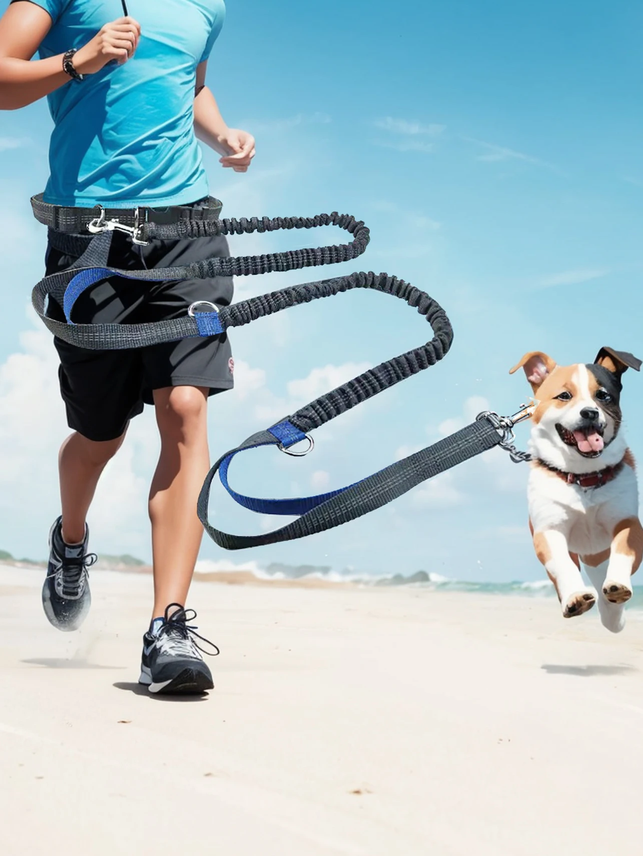 An explosion-proof elastic nylon belt for walking dogs, running, traction, and elastic multi-functional dog leash pet supplies