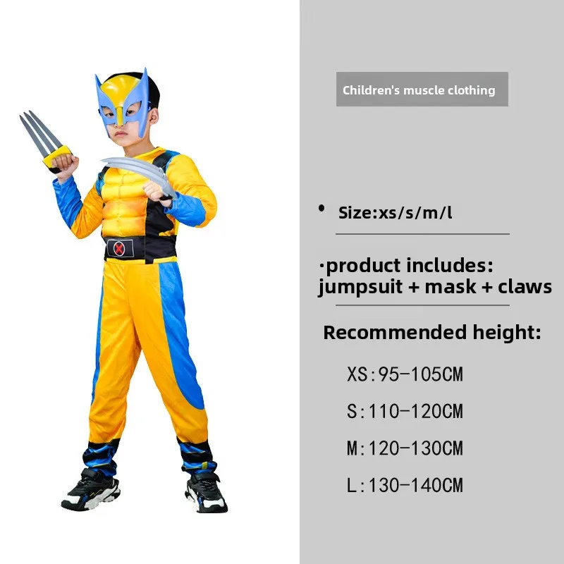Spider Man Boy Muscle Suit and Mask Character Captain America Superhero Role-playing Halloween Party Costume Headgear Separated - view 4