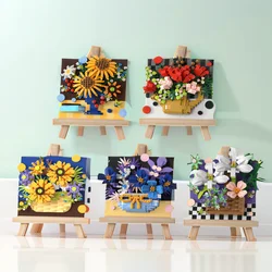 Mini Building Blocks Set Flower Painting Exhibition Desktop Decoration Building Blocks Mini Blocks Children's Toys Girl