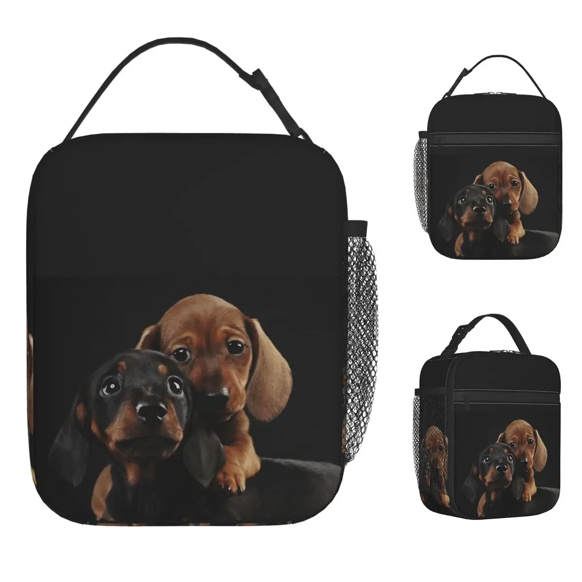 Dachshund Dog Insulated Lunch Bags High Capacity Wiener Sausage Doxie Lunch Container Thermal Bag Tote Lunch Box Travel Girl Boy
