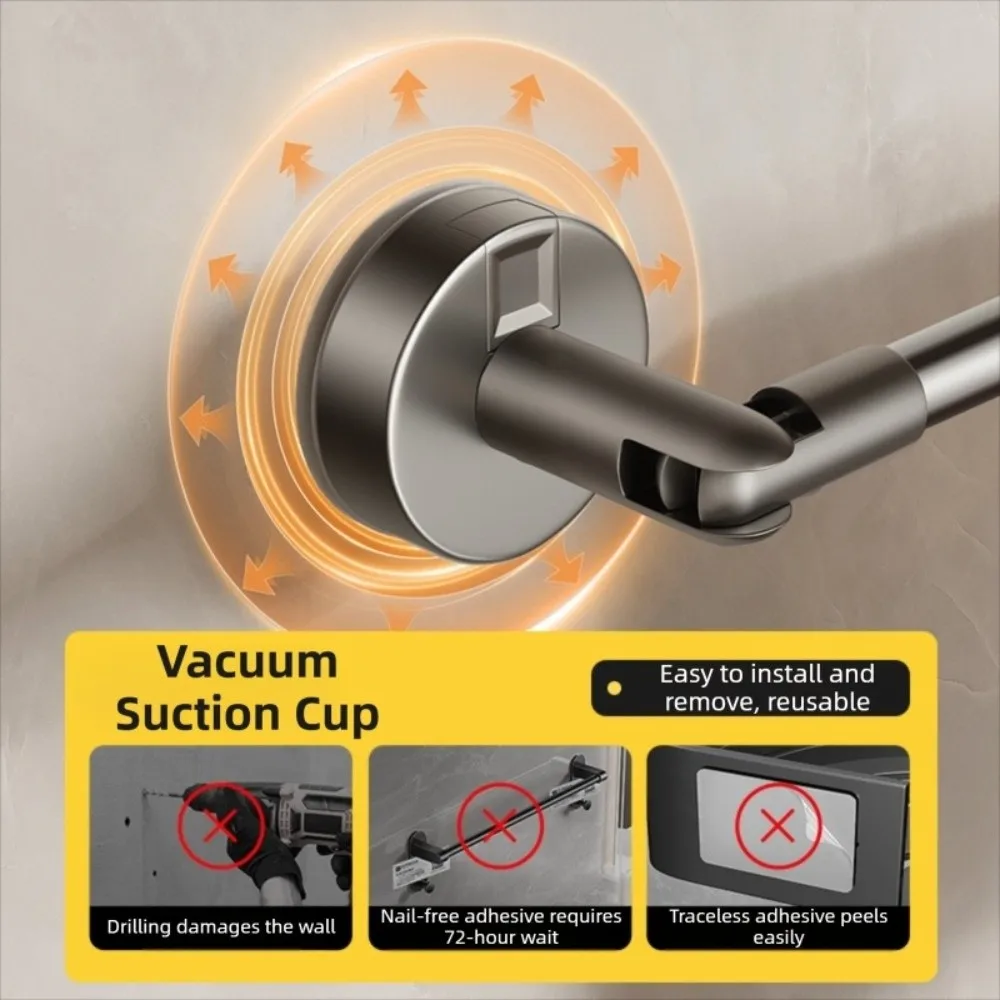 

Retractable Suction Cup Towel Pole Wall Mounted Single-rod Shoe Storage Shelf Nail Free Installation Towel Hanger