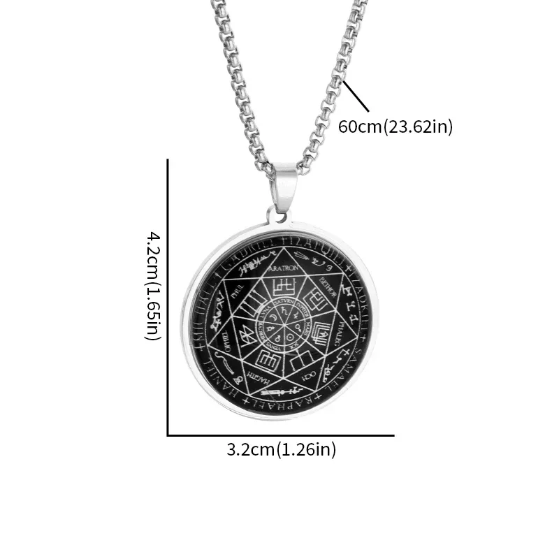 New Stainless Steel Flower of Life Metatron Seven Archangels Solomon Pendant Titanium Steel Necklace Men\'s and Women\'s Jewelry