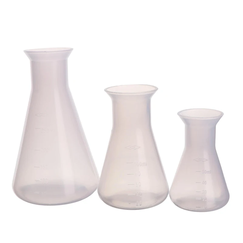 Flcopropriété Erlenmeyer en Plastique à Col Étroit, Conique, Triangle, Analyse de Laboratoire de Chimie, 50/100/250ml, 1 Pièce