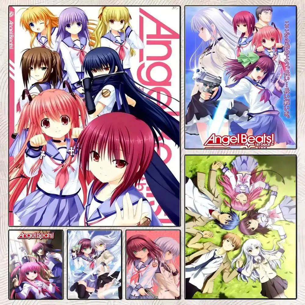 A-Angel Beats Emotional_Anime Painting Calligraphy Stylish Canvas Poster Wall Art for Living Room Bedroom Office Home Decor