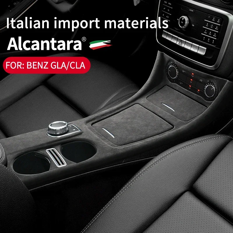 

For Mercedes Benz GLA, CLA 2015 to 2019 Middle Central Slide Box Case Lid Cup Gear Lever Alcantara Cover Pad Protect Shell Cap