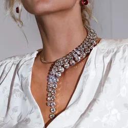 High Quality Punk style necklace fashion personality shiny rhinestone tassel necklace jewelry gifts on women's wedding party