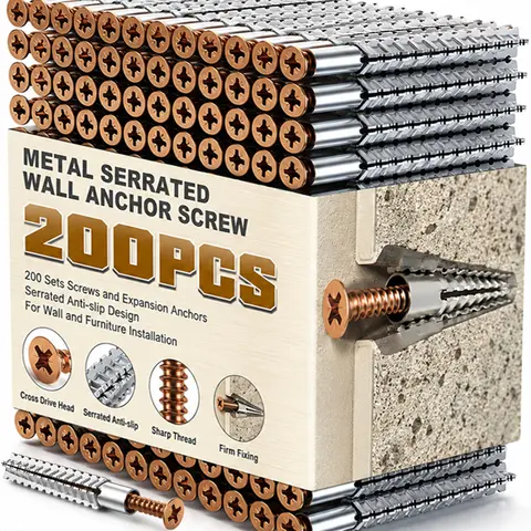 Serrated Expansion Screws Metal Self Tapping Screw Tube Set Drilling Plug Bolt Kit for Concrete Wall Anchors Fasteners Wholesale