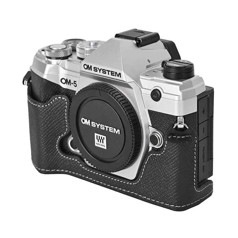 TP Genuine Real Leather Half case Grip for OM SYSTEM OM-5 Camera Olympus E-M5 Mark III