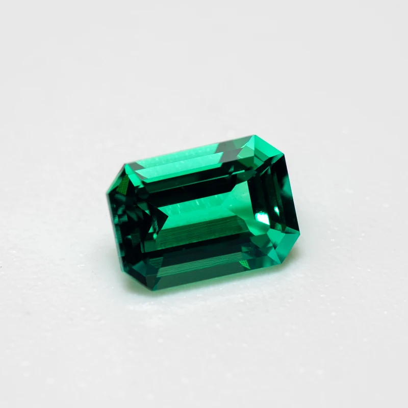 Lab Grown Columbia Emeralds size 5x7mm Hydrothermal Emerald Hand Cut with Cracks Inclusions Inside Selectable AGL Certificate