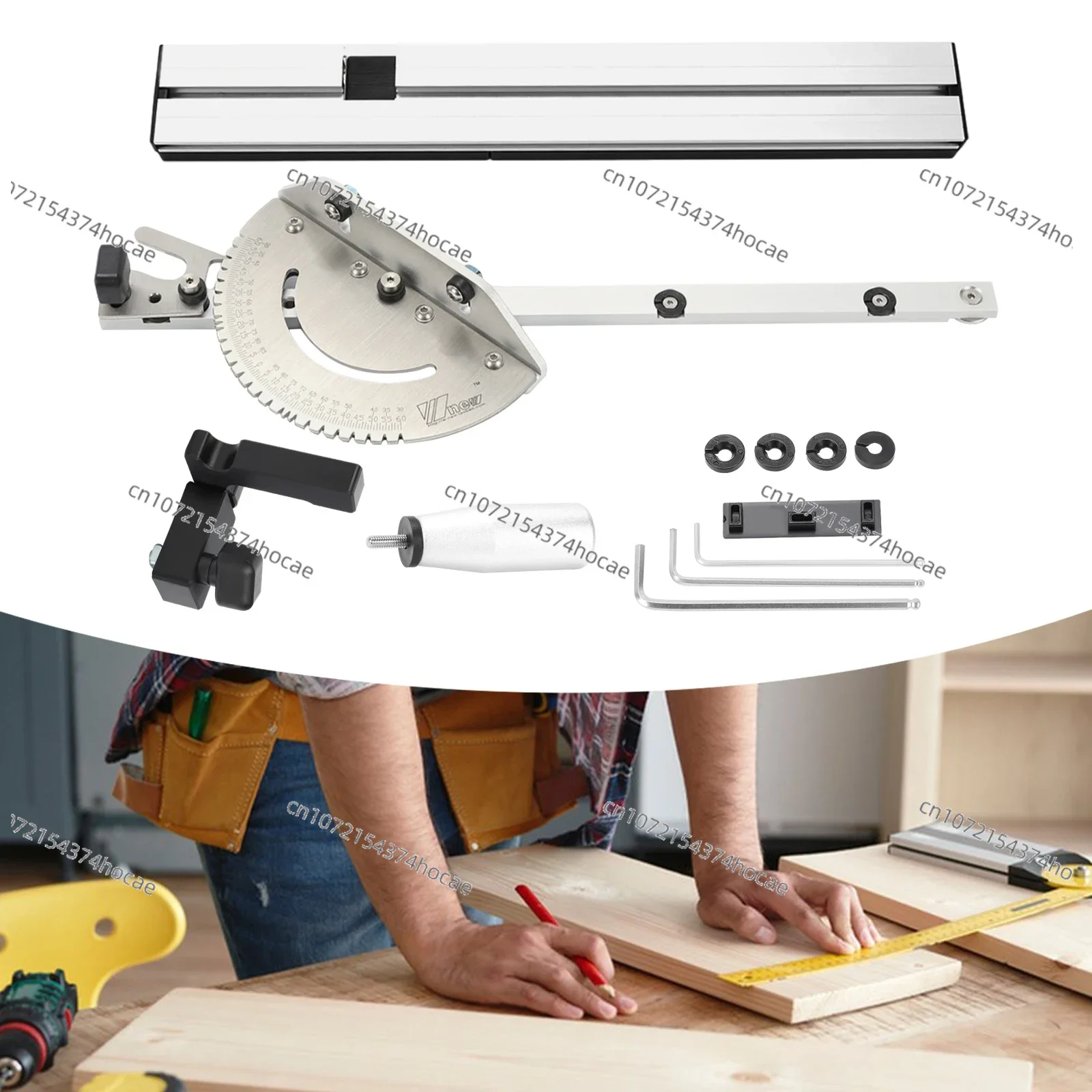 Miter  with Box Joint Device for Table Saw 450mm Miter Miter with Flip-Stop Gauge Box Joint Jig Kit