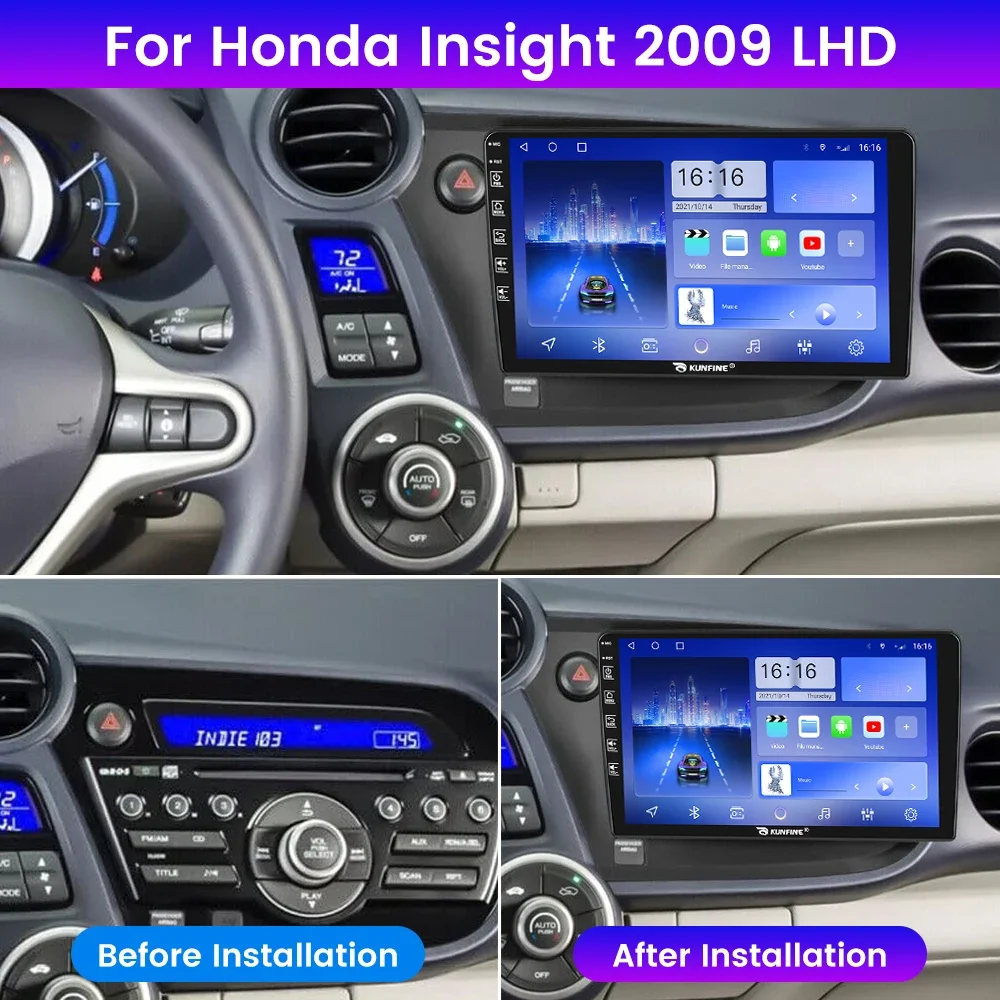 Android Car Radio For Honda Insight 2009 LHD Car Stereo 2Din Octa Core GPS Navigation Player IPS Screen Carplay Android Auto