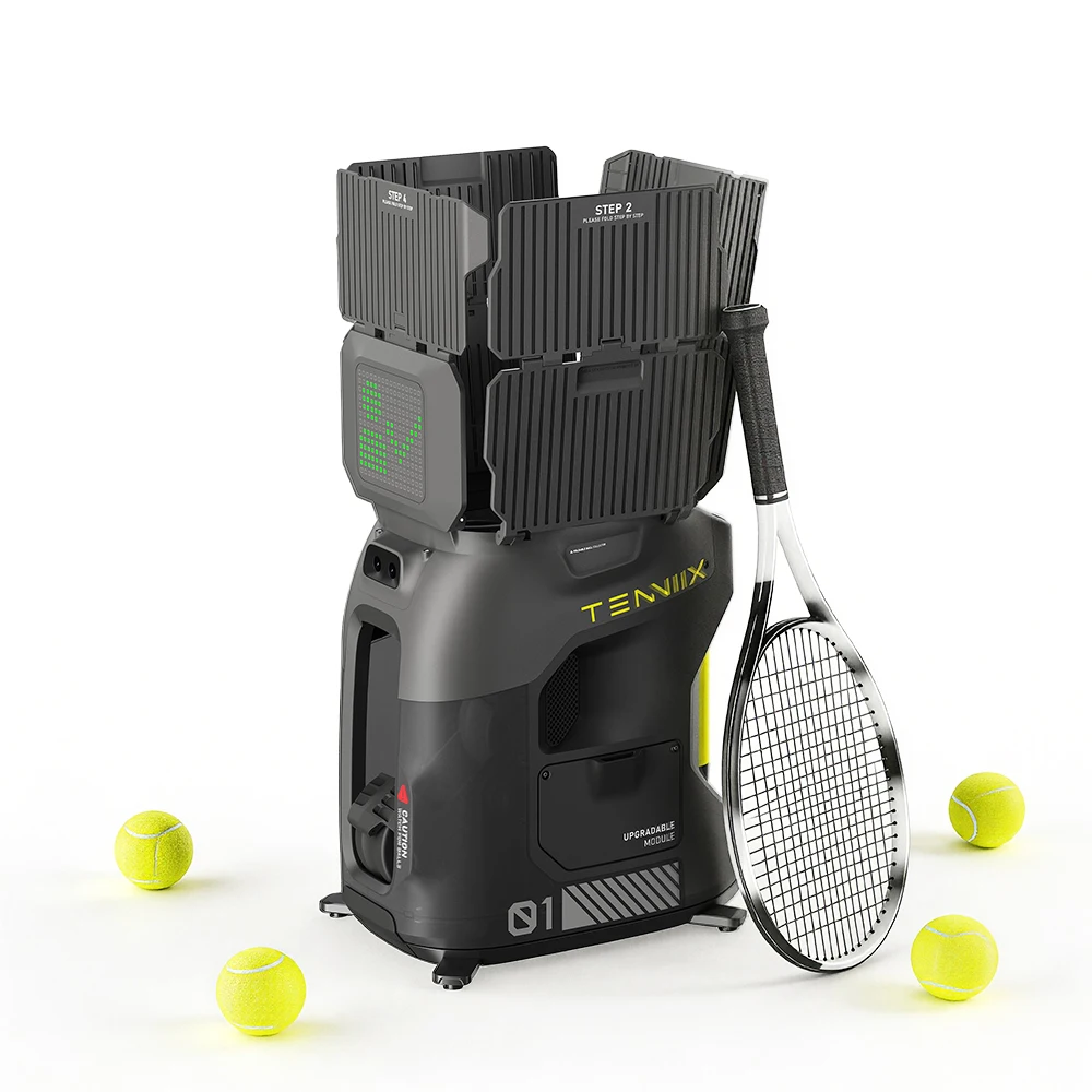 AI Tennis Machine Voice Control Smart Tennis Launcher Portable Intelligent Automatic Ball Feeder for Training