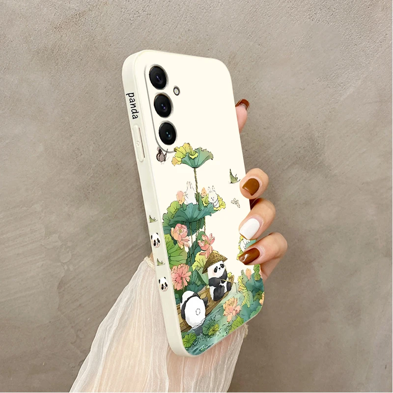 A55 Leisurely Panda Silicone Phone Case For Samsung A55 A50 A52S A72 A34 A22 A53 A51 A23 A91 A31 A33 A54 A32 A70 A71 Cover