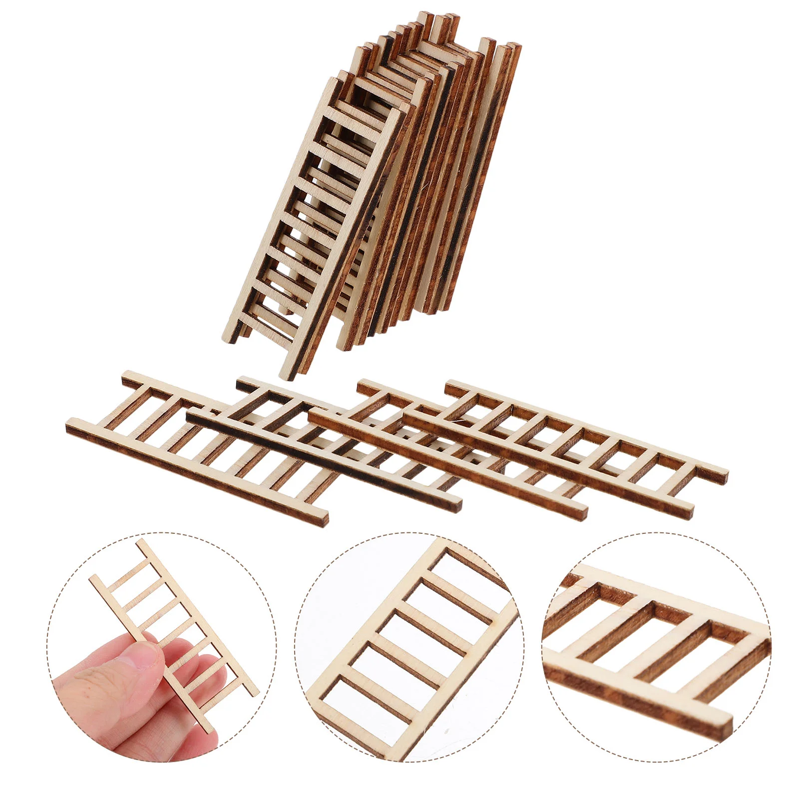 20 Pcs Simulation Ladder Ornaments Dollhouse Mini Halloween Wooden Step Fairy Small Sand Garden Decor