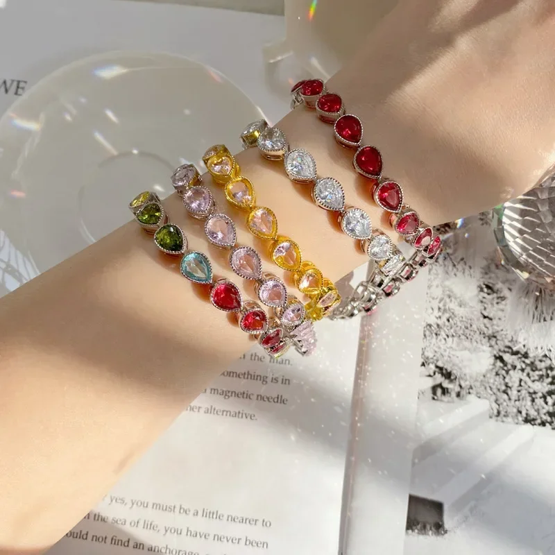 

MDL Moissanite Style.Summer Colorful Artificial Crystal Bracelet Fine Ins Niche Design Tassel Super Fairy Hand Jewelry Female