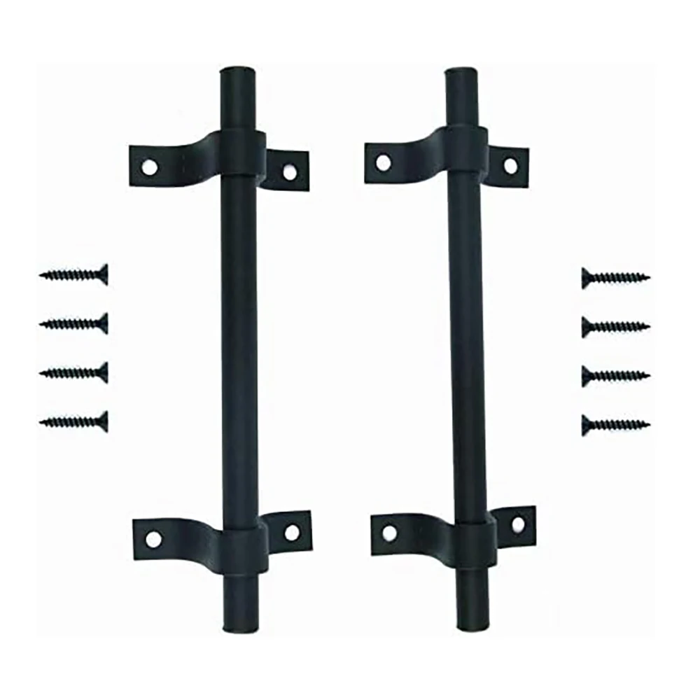 

LWZH Black Sliding Barn Door Pull Handle Set Iron Gate Cabinet Closet Door Handle 2/4 Packs with Screws