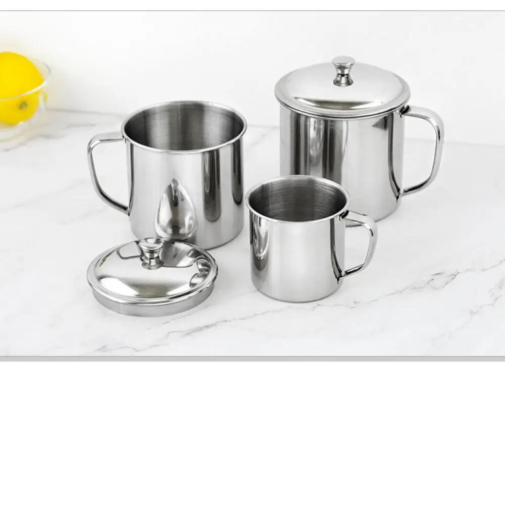 Minimalist 304 Stainless Steel Mug With Lid Thickened Metal Drinking Cup For Kindergarten Students Home Travel Activities