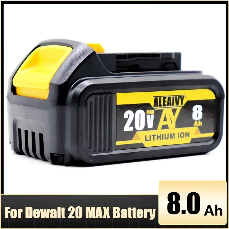

Аккумулятор Aleaivy 20V DCB200 8.0 Ah для электрического инструмента DeWalt MAX электродрель электрический гаечный ключ 18650 батарея, зарядное устройство DCB112