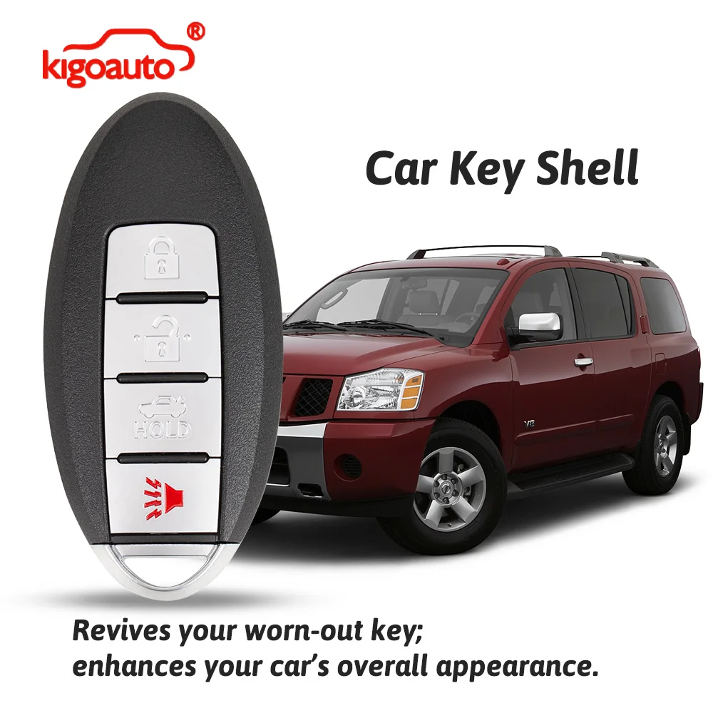 

kigoauto Remote Key Case Shell 4 Button KR55WK48903 CWTWBU735 for Nissan Altima Maxima Smart Key Fob Replacement Case 2007-2014