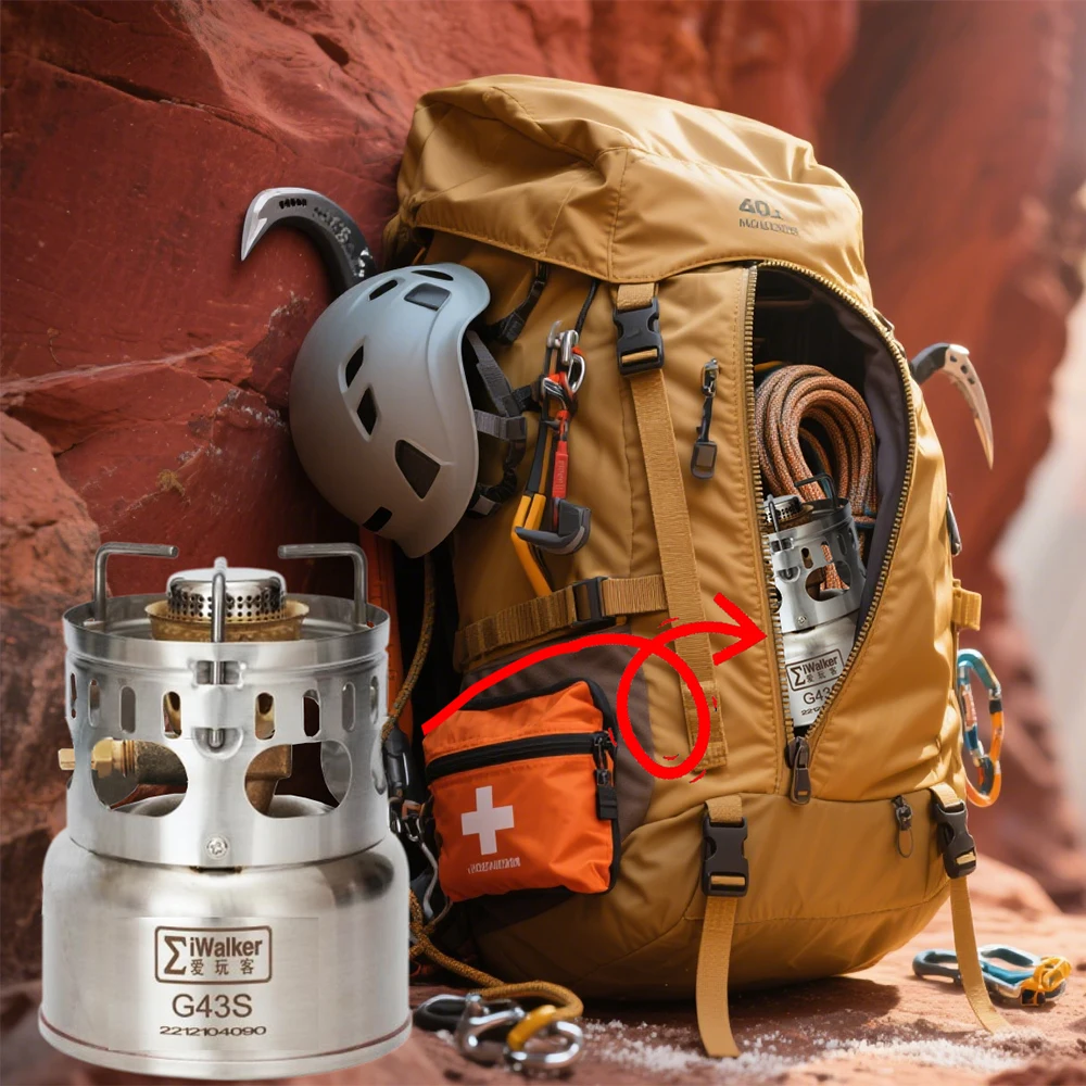 IWALKER G43S Kochset Campingkocher Gasbrenner Geräuscharmer Brenner mit Aufbewahrungstöpfen für Reisen Picknick Notfälle – Detail 17