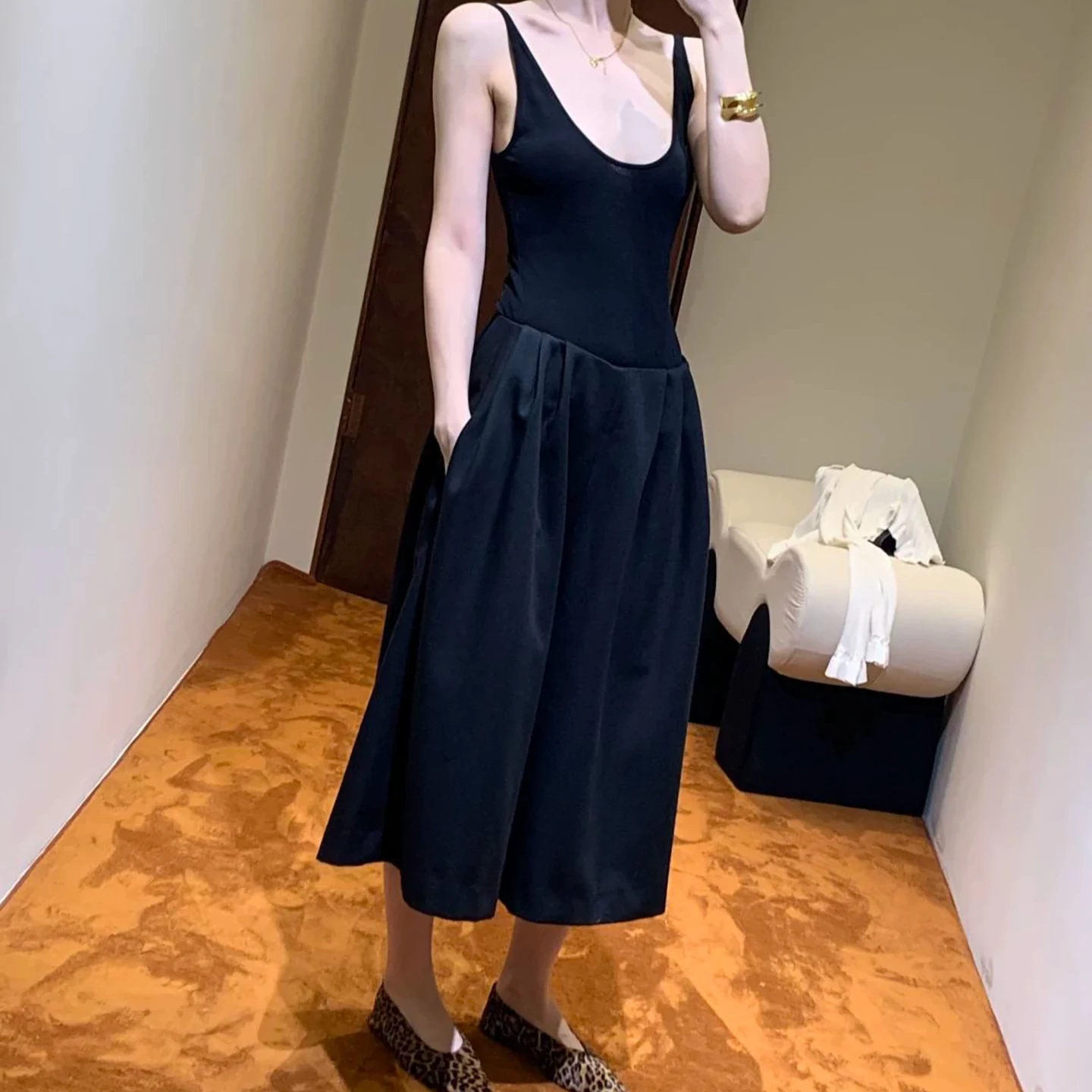Summer Loose-fitting High-waisted Wool Blend Casual Cropped Wide-leg Pants