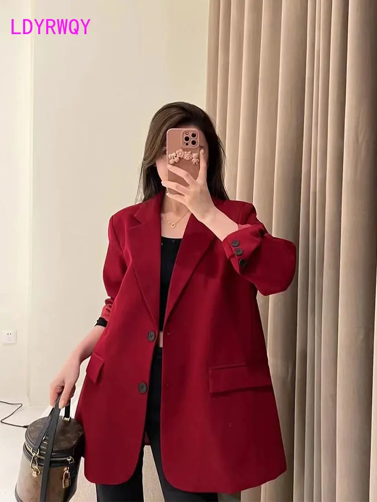 Spring suit women's 2022 new spring and autumn style small casual red coat