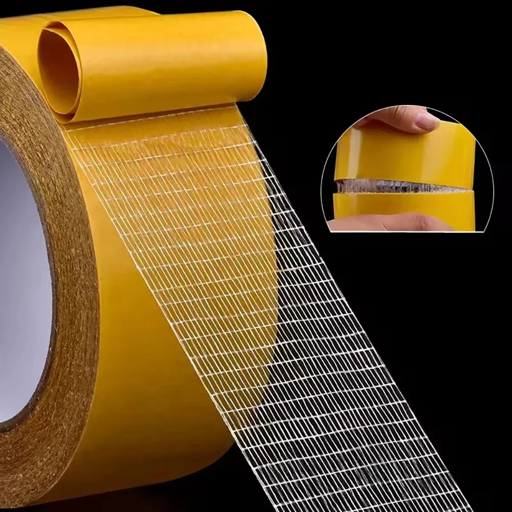Super Thin Strong Grid Carpet Tape Fixation Double Sided Adhesive Tape Heavy Duty Translucent Mesh Waterproof Traceless Powerful