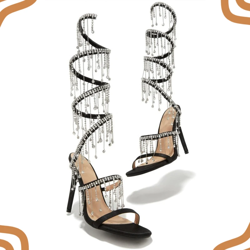 Fashion Model Women's Shoes Luxury Rhinestone High Heel Sandals for Woman Exquisite Wedding Shoes Designer Shoes Sandalias Mujer