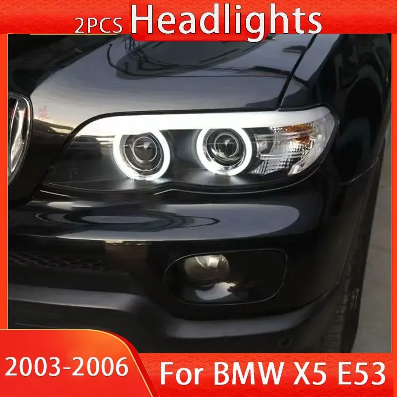 

Светодиодные фары для BMW X5 E53 Светодиодные фары 2003-2006 Фры E53 DRL Указатель поворота Дальнего света Объектив проектора «ангельский глаз»