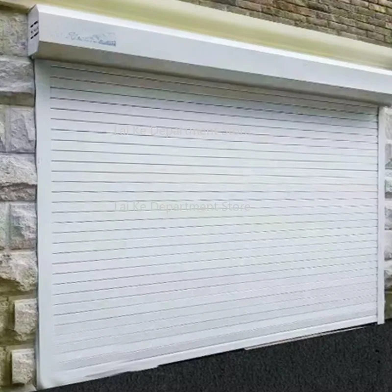 

Modern Automatic Roller Shutter Door Wood and Canvas Roll-Up Garage Door with Aluminum Alloy Frame Windproof Finished Surface