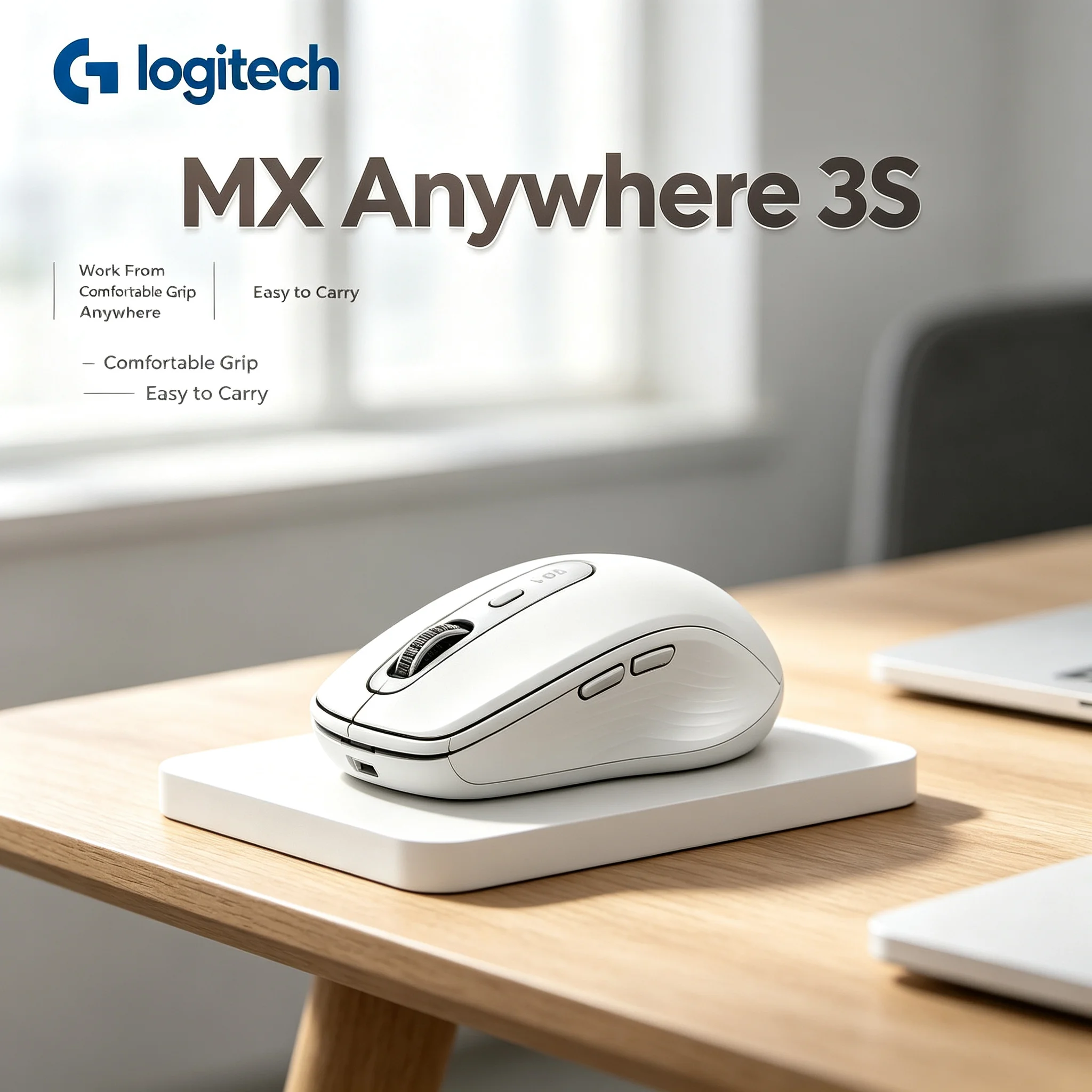 Logitech MX Anywhere 3S Multi-Computer Wireless Mouse, Quiet Click Buttons Any-surface Office Tracking Mice