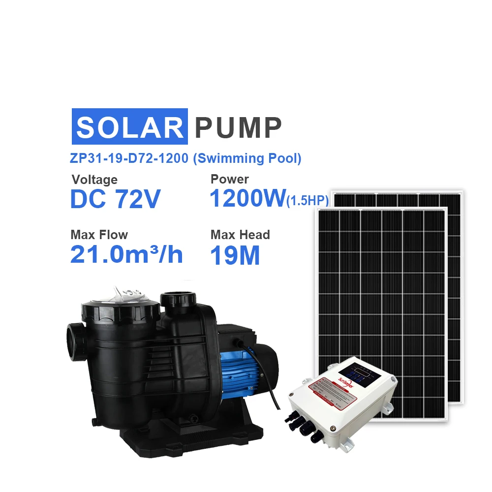 3 Years Warranty 72V 1200W Brushless Dc Water Pump Solar Energy Swimming Solar Pool Pump