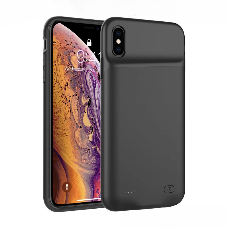 For IPhone XS Max Power Bank Case External Pack Backup Charger Case 4000mAh Slim Silicone Shockproof Battery Charger Cases