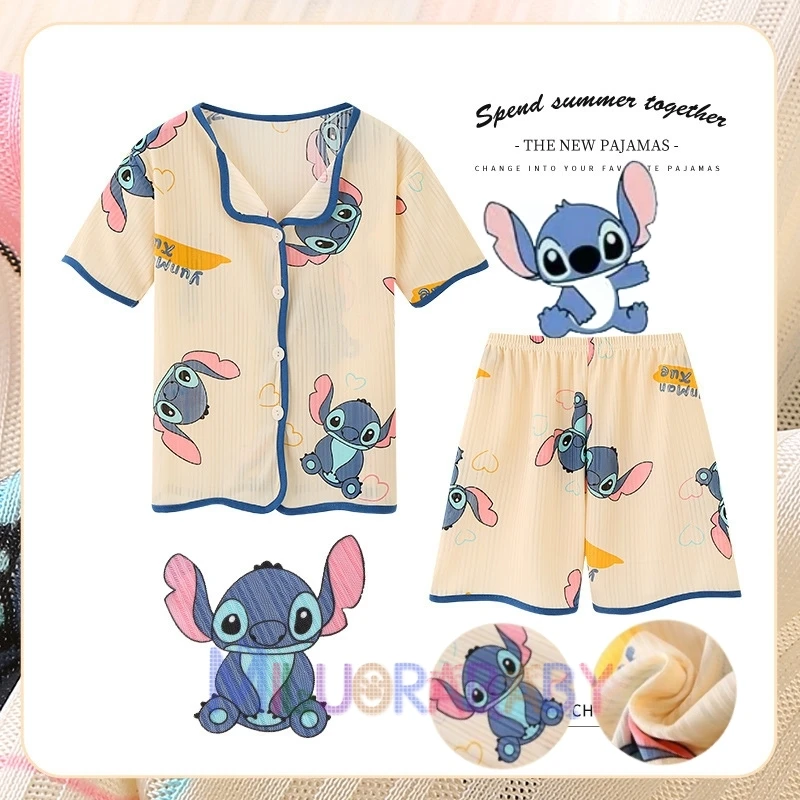 New Summer 2pcs Set Children's Sleepwear Set Cartoon Stitch Baby Boys Girls Kids Clothes Set Pjs Children Pajamas Sets