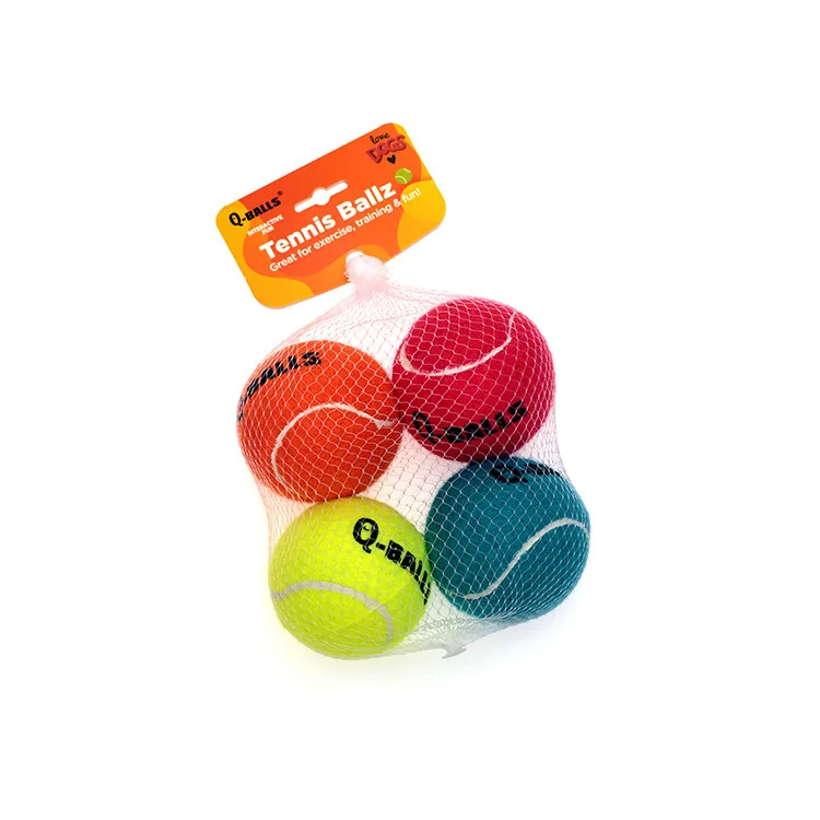 4 Teile/satz Hundespielzeug Q-MONSTER Dickwandige Naturkautschuk Squeak Kaubälle für Hunde Tennis Interaktive Hüpfbälle für das Training – Detail 1