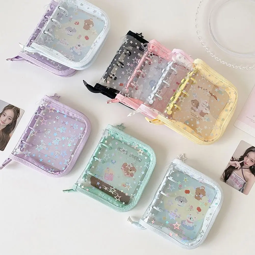 1pc PVC A8 Card Binder Star Glitter Print Loose-leaf 3 Inch Photo Album Kpop Photocard Holder Journal & Collectibles