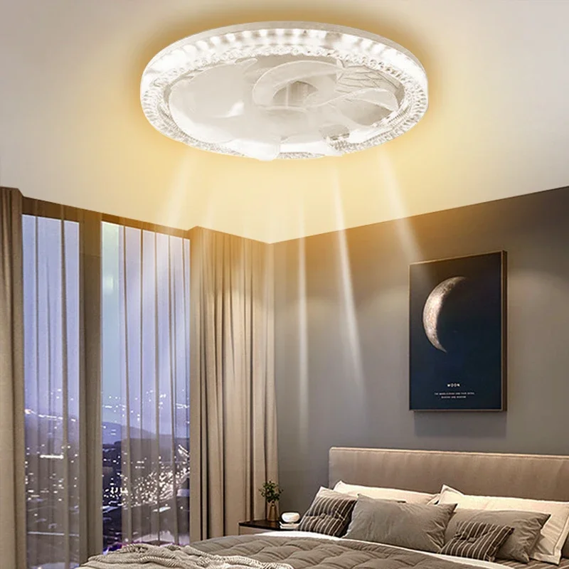 Imagem -03 - Moderno Led Teto Ventilador Luz Controle Remoto Escurecimento Modo Noturno Iluminação Quarto Sala de Estar Home Decor Lâmpadas Quatro Velocidade