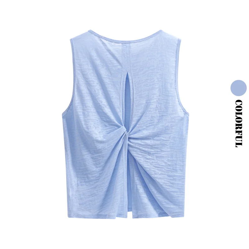 DRUR Canotte da yoga incrociate sul retro da donna Canotte estive leggere ad asciugatura rapida T-shirt da palestra senza maniche Camicie da allenamento per corsa atletica Abbigliamento da yoga