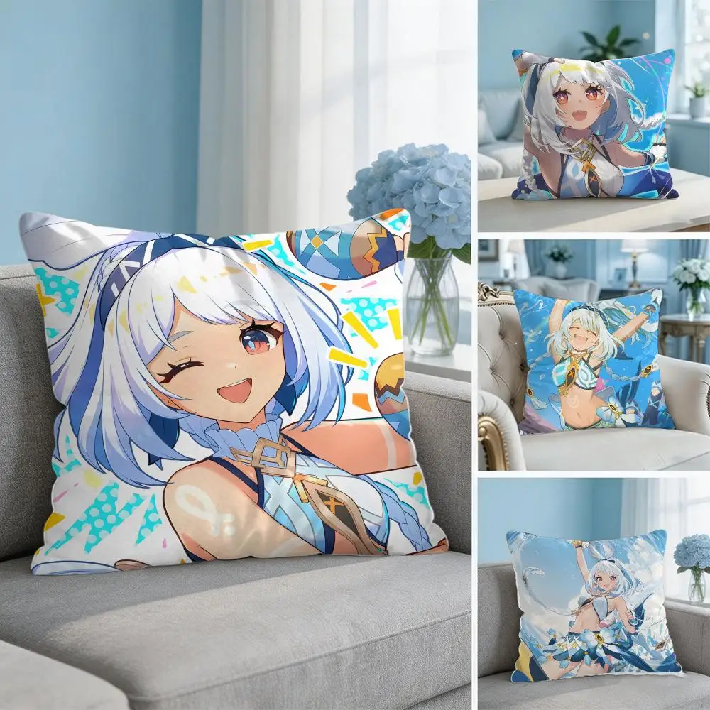 Video Game MUALANI G-Genshin Impact Cushion Cover Wrinkle-Resistant Short Plush Pillow Case Breathable Machine-Washable