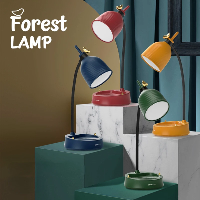 

Portable Table Desk Lamp USB Rechargeable Touch Reading Lamp Eye Protection Multi-function Dimmable 3 Color Lighting Table Lamp